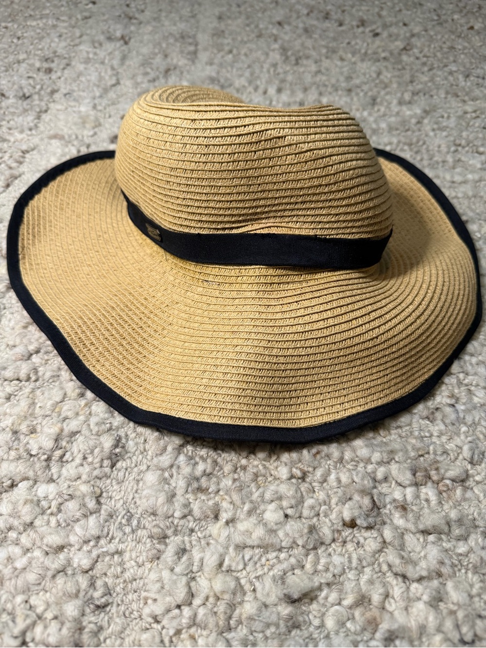Sun N Sand Women's Wide-Brim Straw Sun Hat with Black Trim